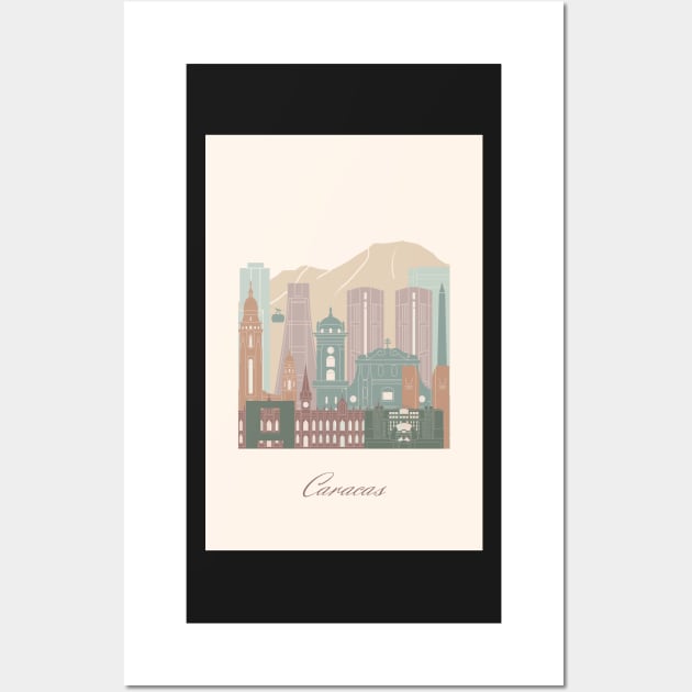 Caracas, Venezuela, map skyline - 02 style Wall Art by GreenGreenDream